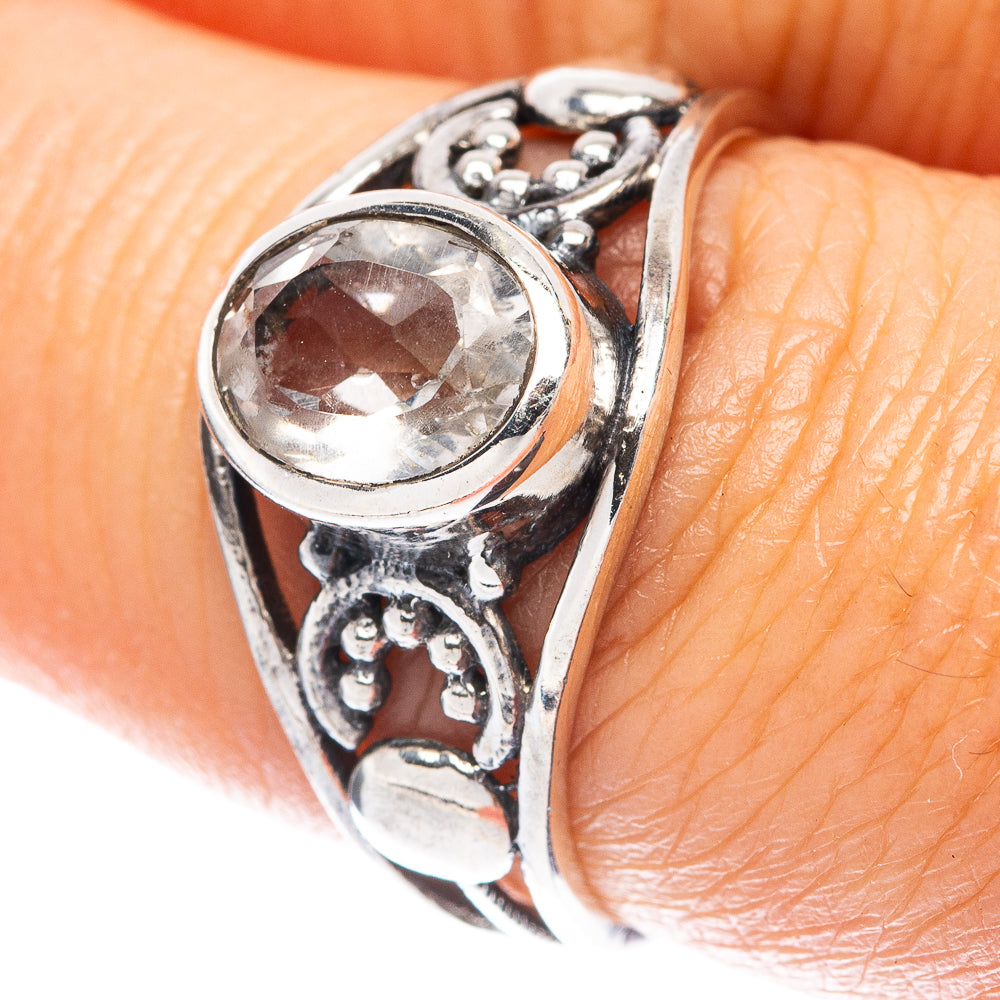 White Quartz Dainty Ring Size 7.5 (925 Sterling Silver) R6008