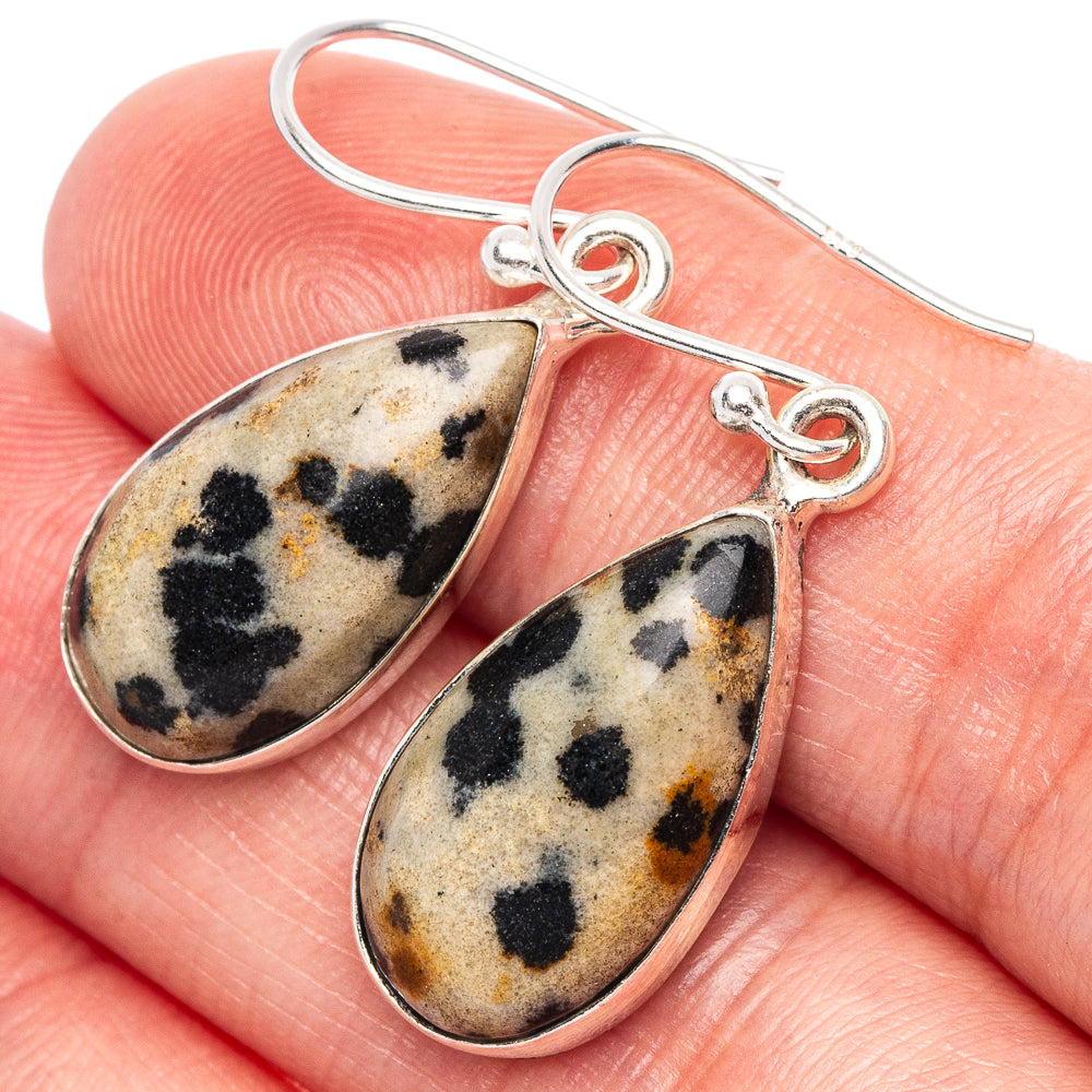 Dalmatian Jasper Earrings 1 3/8" (925 Sterling Silver) E1810
