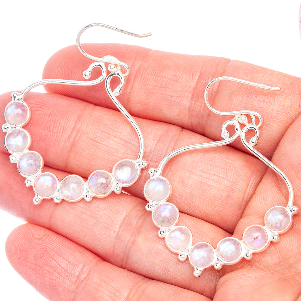 Rainbow Moonstone Earrings 1 7/8" (925 Sterling Silver) E433061