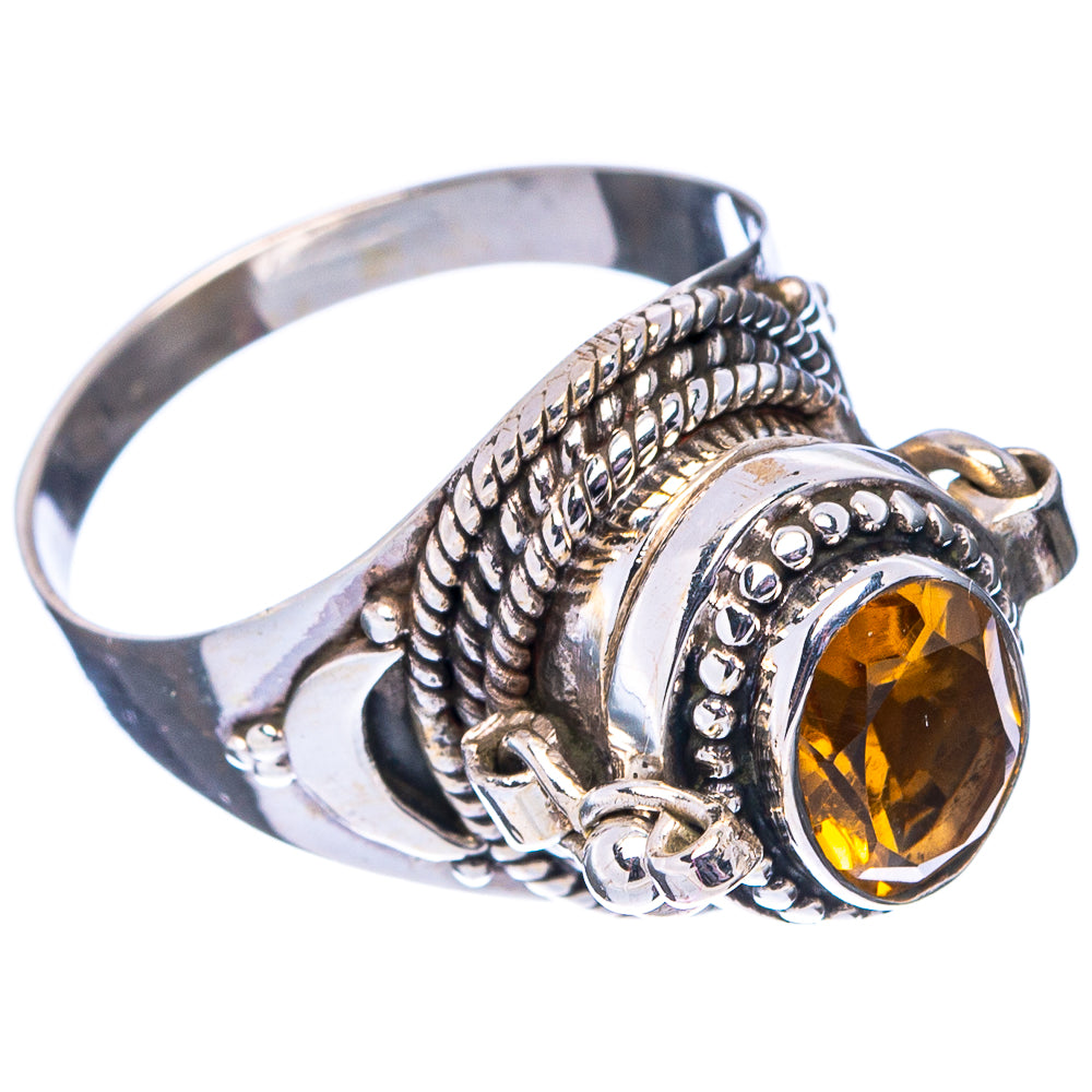 Citrine Poison Ring Size 6.5 (.925 Sterling Silver)