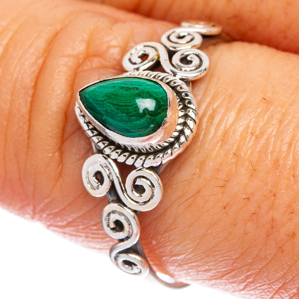 Malachite Dainty Ring Size 9 (925 Sterling Silver) R1077