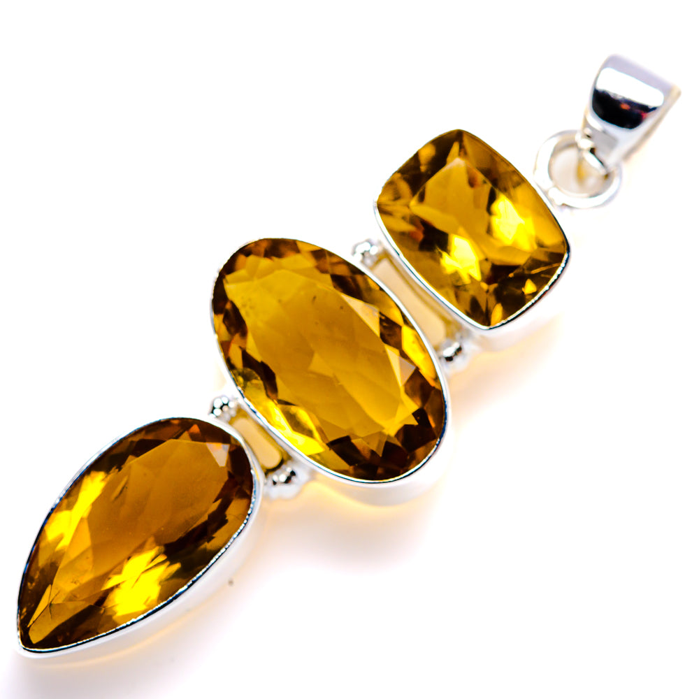 Faceted Citrine Pendant 2" (925 Sterling Silver) PD38163