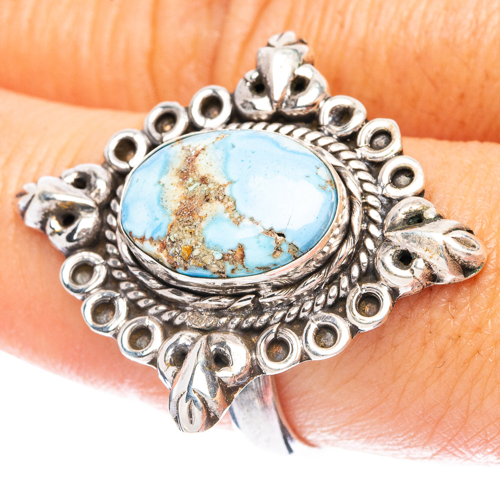 Rare Golden Hills Turquoise Ring Size 8.5 (925 Sterling Silver) R4906