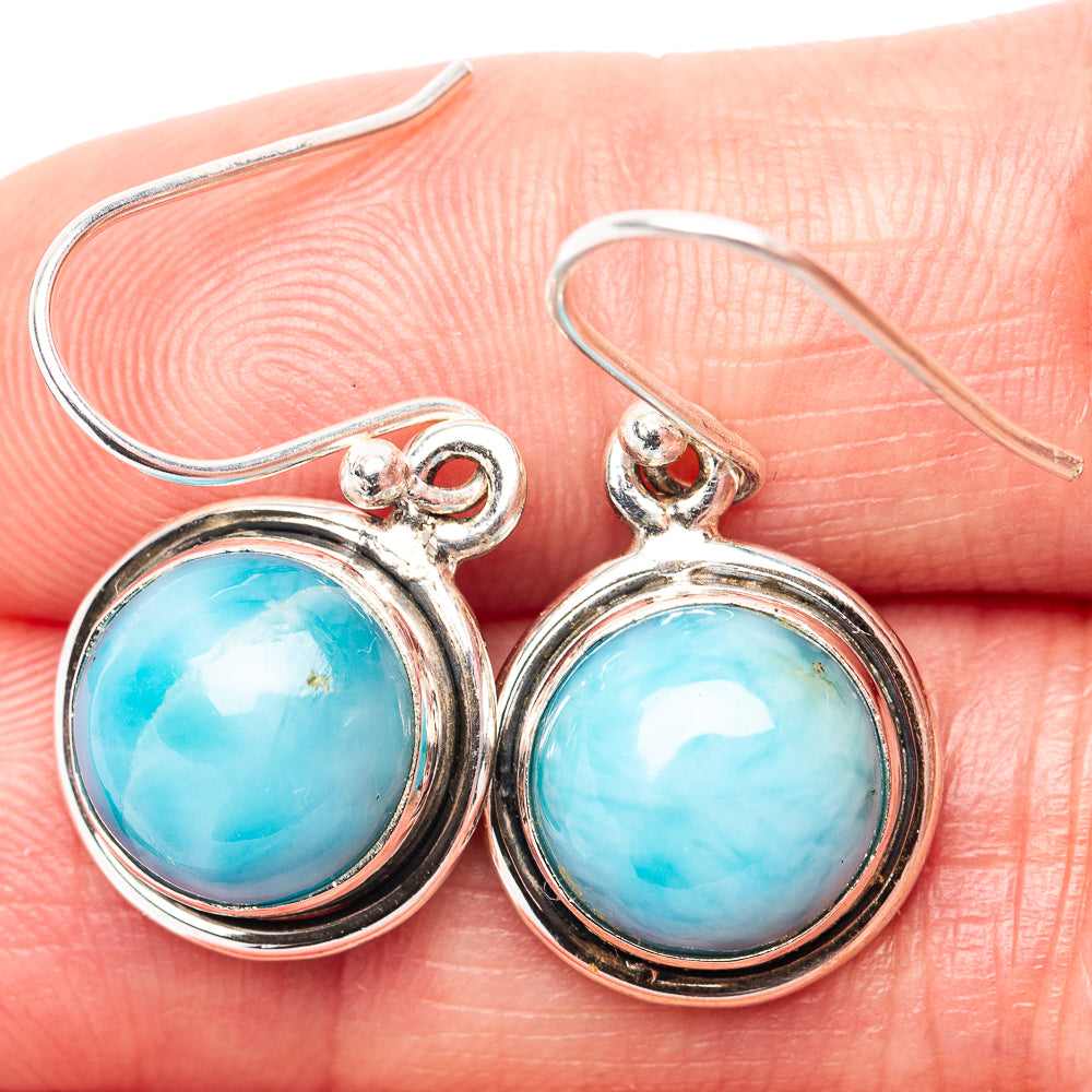 Rare Larimar Earrings 1 1/8" (.925 Sterling Silver)