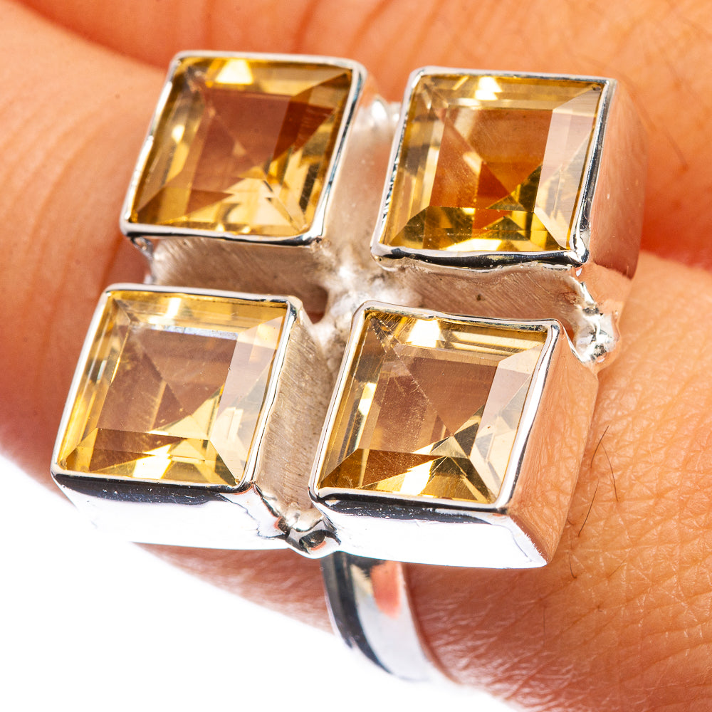 Large Faceted Citrine 925 Sterling Silver Ring Size 9