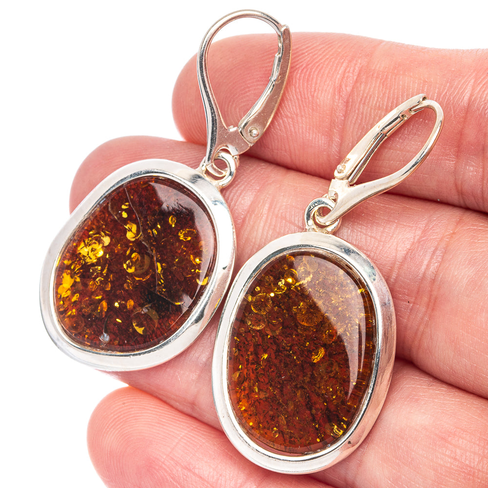 Baltic Amber Earrings 1 3/4" (925 Sterling Silver) E1100