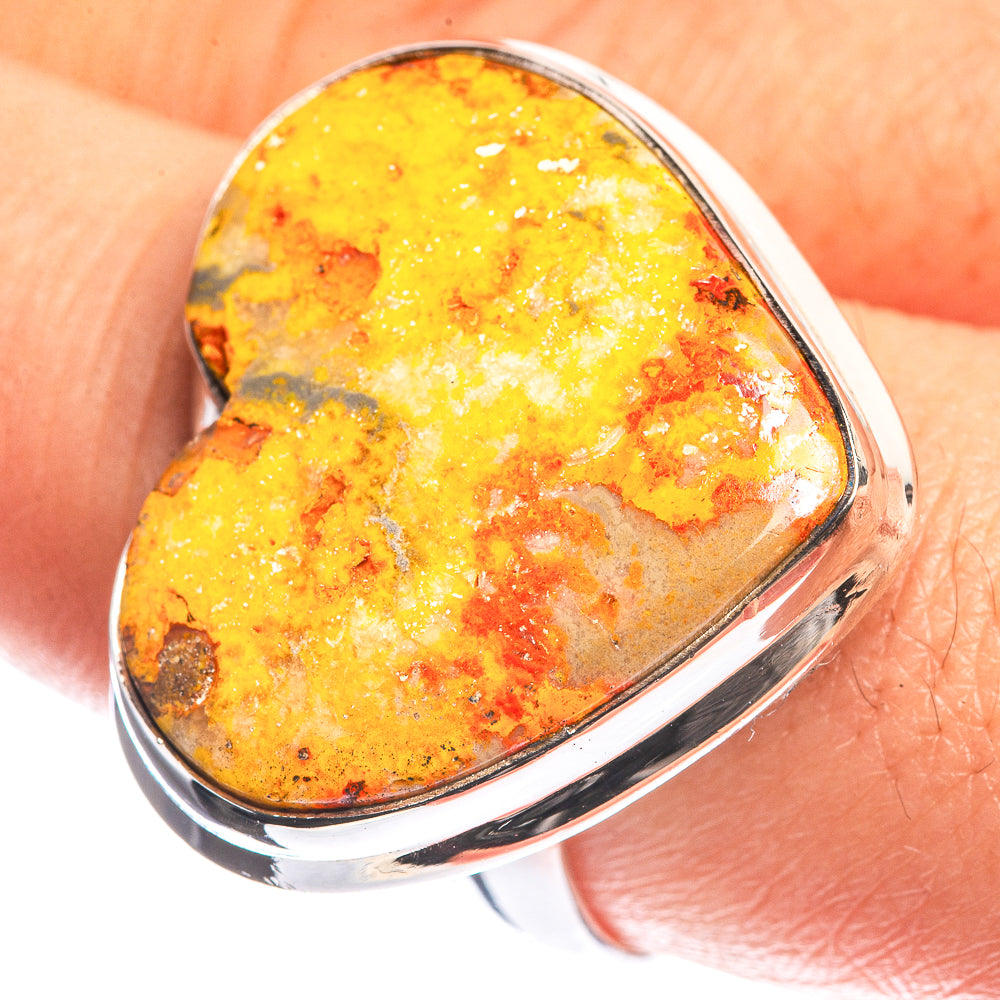 Large Bumble Bee Jasper 925 Sterling Silver Ring Size 9