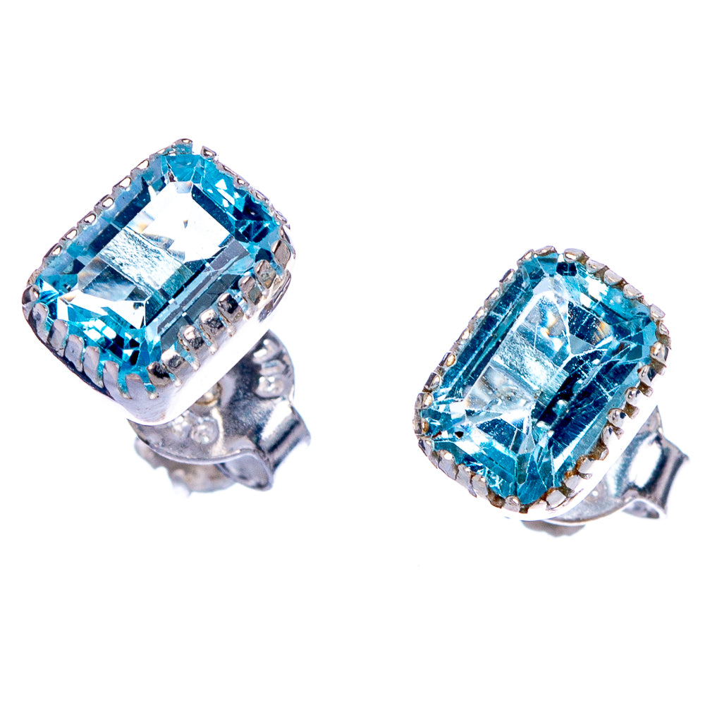 Blue Topaz Dainty Earrings 3/8" (925 Sterling Silver) E433551