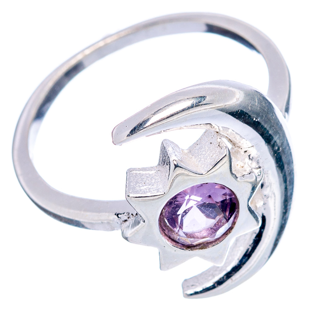Amethyst Sun Moon Dainty Ring Size 6 (.925 Sterling Silver)