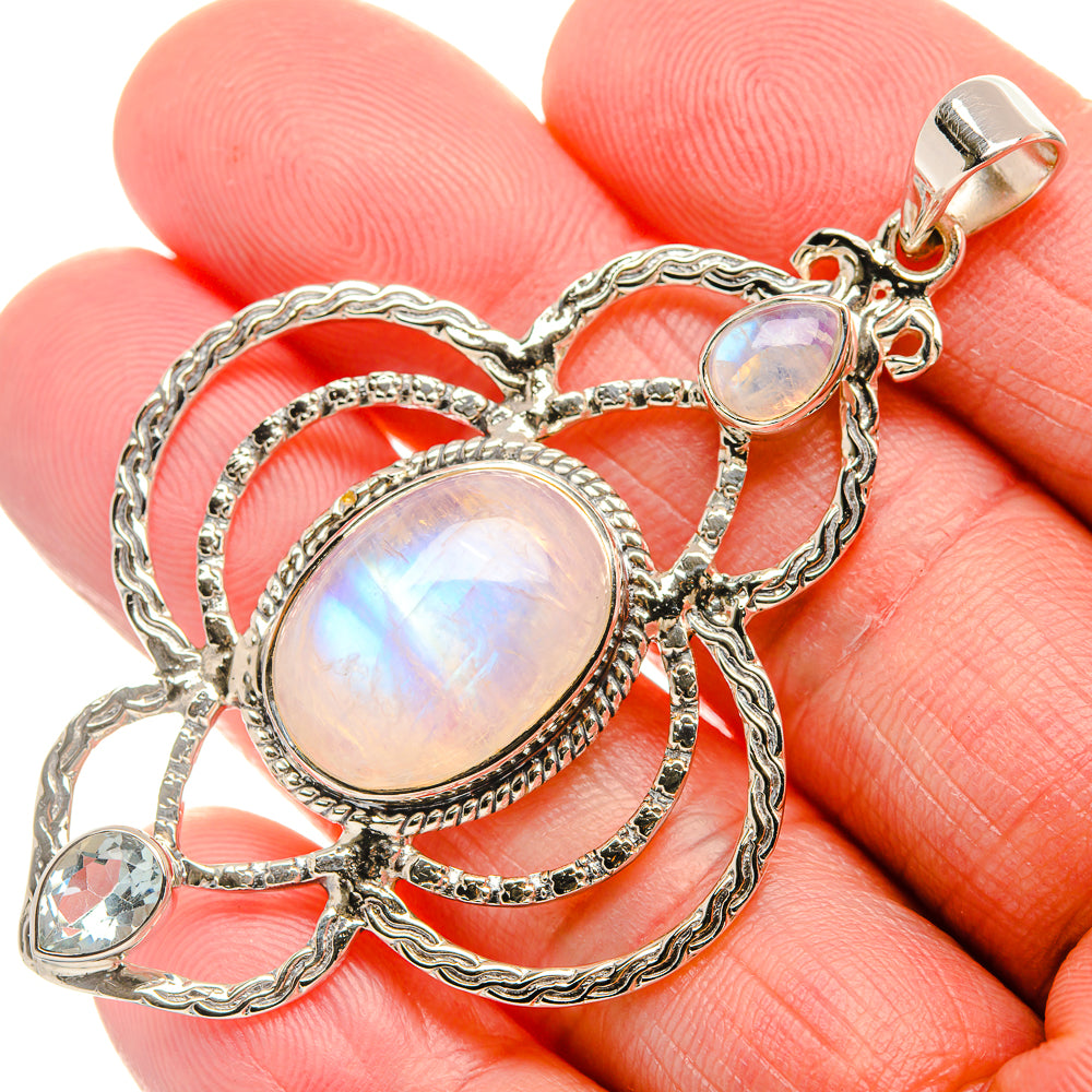 Signature Rainbow Moonstone 925 Sterling Silver Pendant 2 1/2" (925 Sterling Silver) PD37798