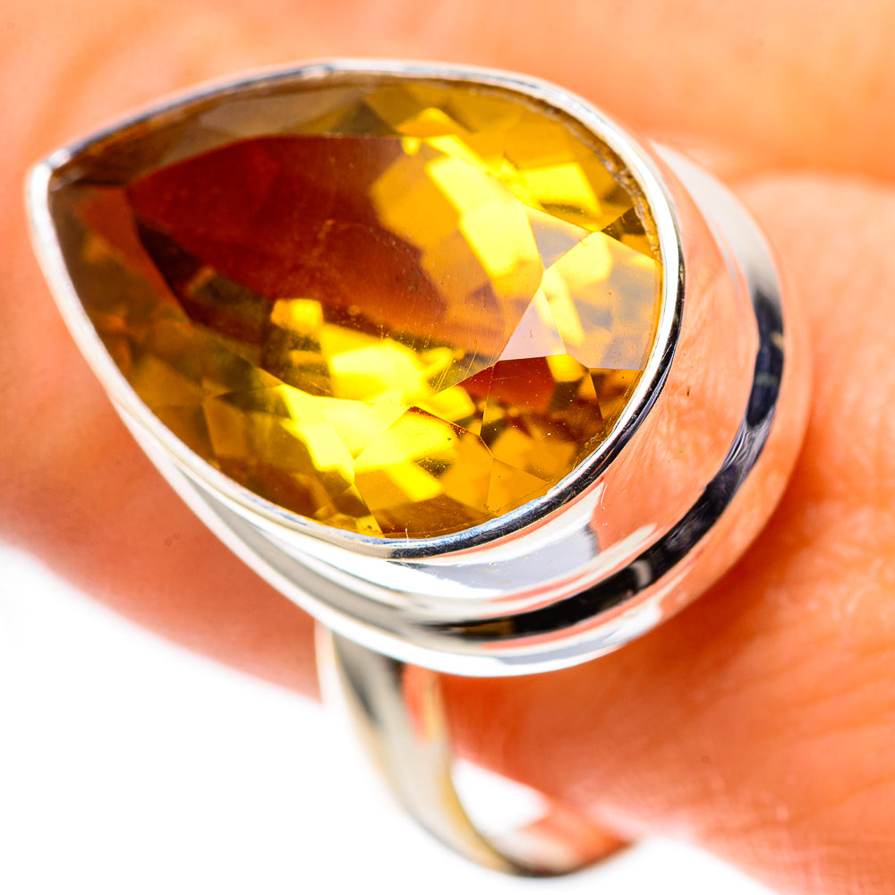 Large Faceted Citrine 925 Sterling Silver Ring Size 10 (925 Sterling Silver) RING139630