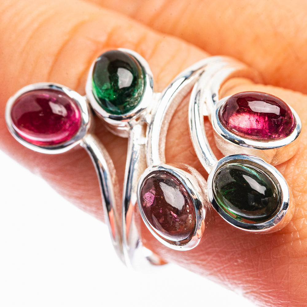 Green Tourmaline, Pink Tourmaline Ring Size 9.5 (925 Sterling Silver) R141938
