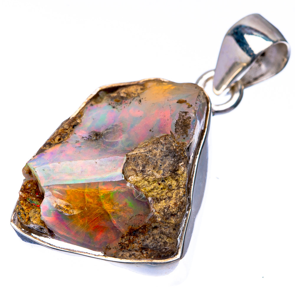 Raw Ethiopian Opal 925 Sterling Silver Pendant 1 3/8" (925 Sterling Silver) PD38610