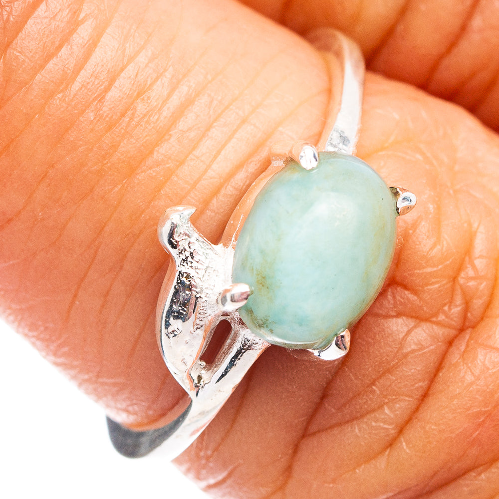 Amazonite Bird Dainty Ring Size 6.5 (.925 Sterling Silver)