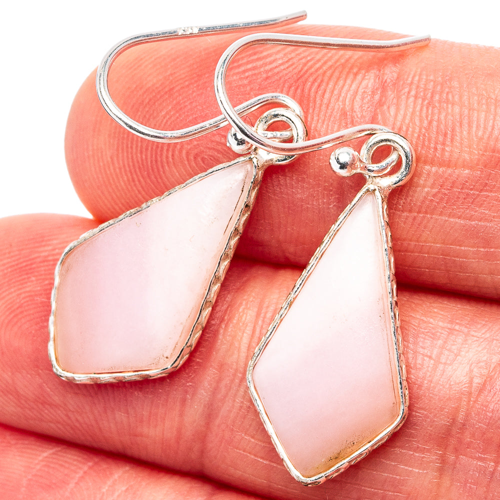 Pink Opal Earrings 1 3/8" (.925 Sterling Silver)