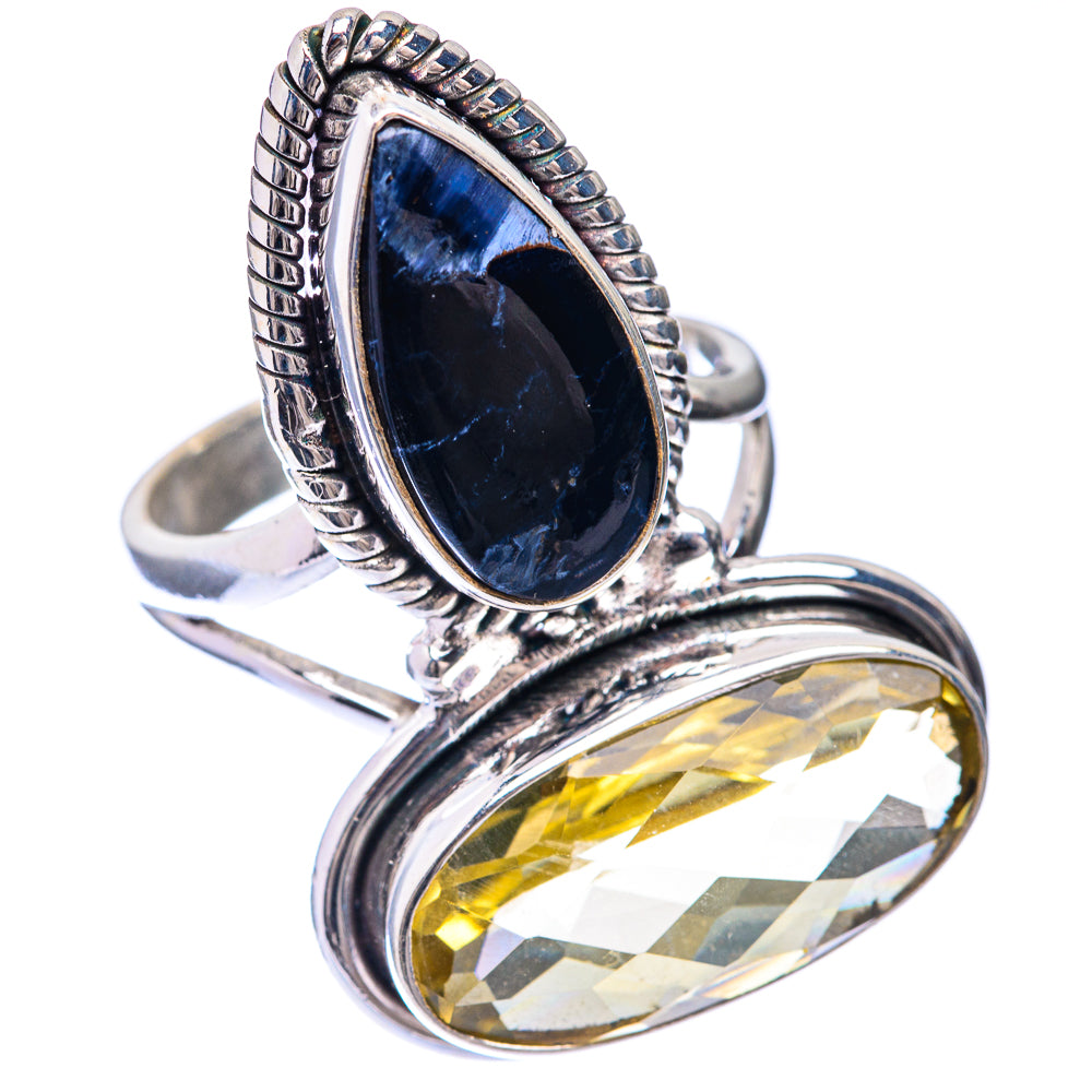 Large Lemon Quartz, Pietersite Ring Size 7 (925 Sterling Silver) R141435