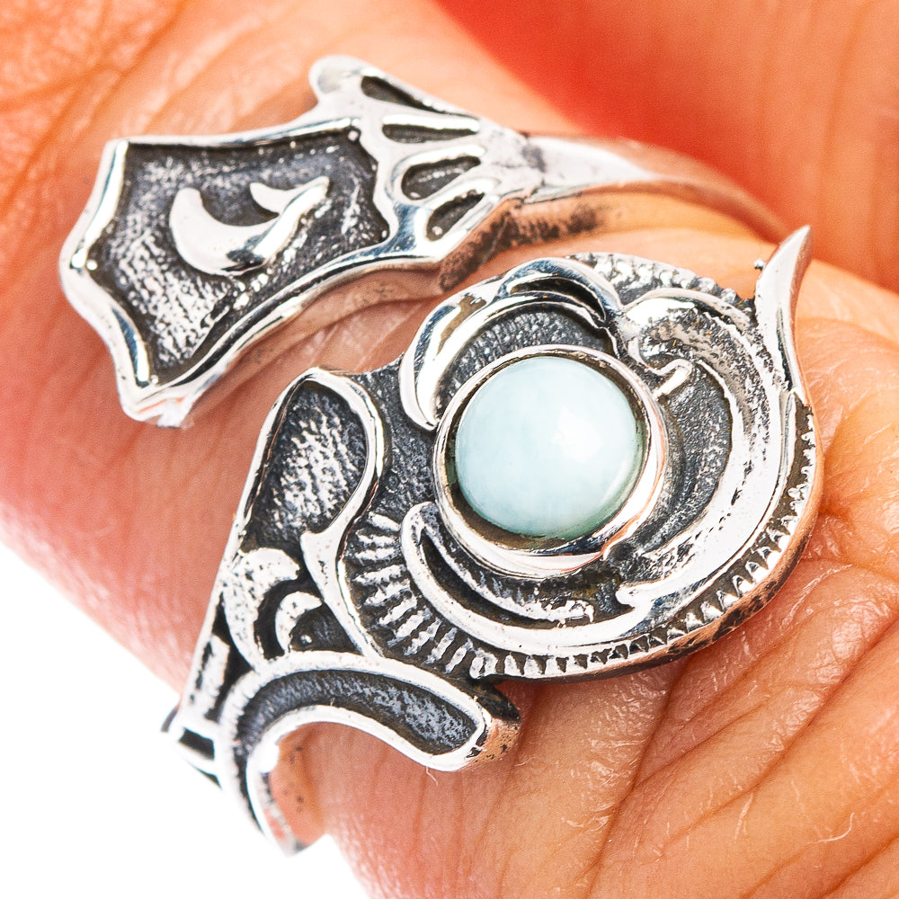 Larimar Dainty Ring Size 5 Adjustable (.925 Sterling Silver)
