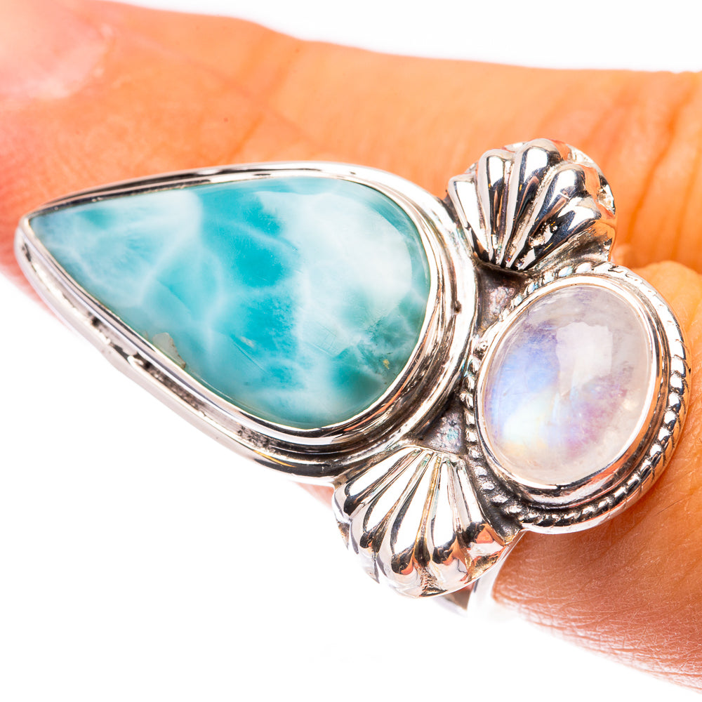 Signature Larimar, Rainbow Moonstone Ring Size 7.25 (925 Sterling Silver) R141729