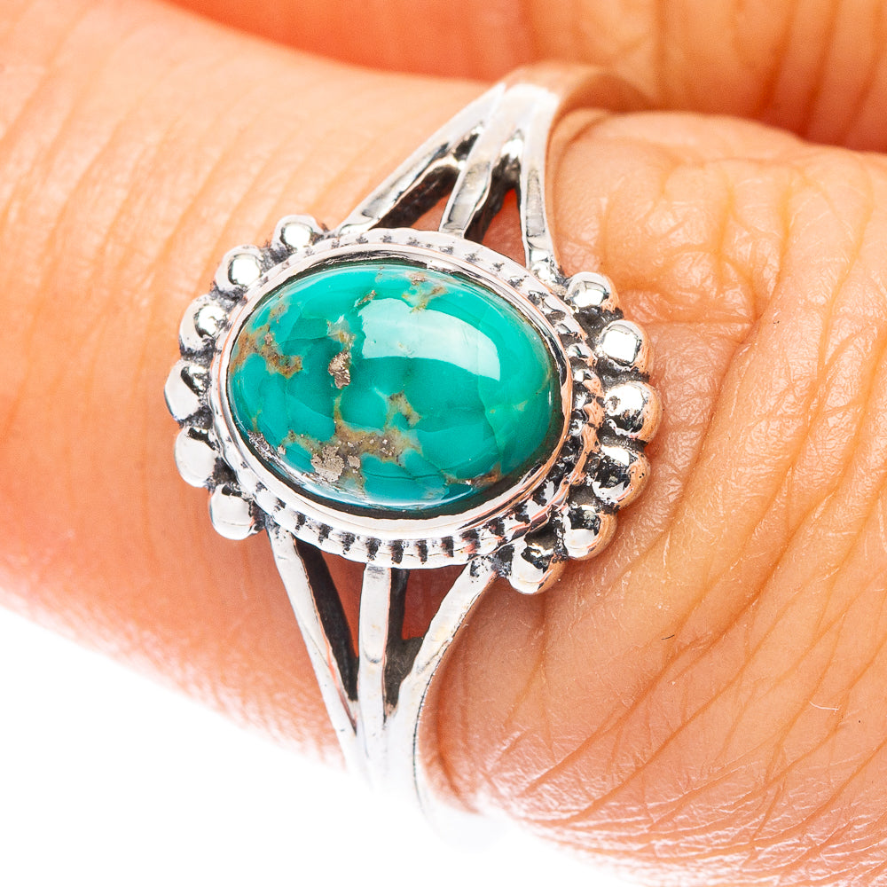 Tibetan Turquoise Ring Size 6.75 (925 Sterling Silver) R5625