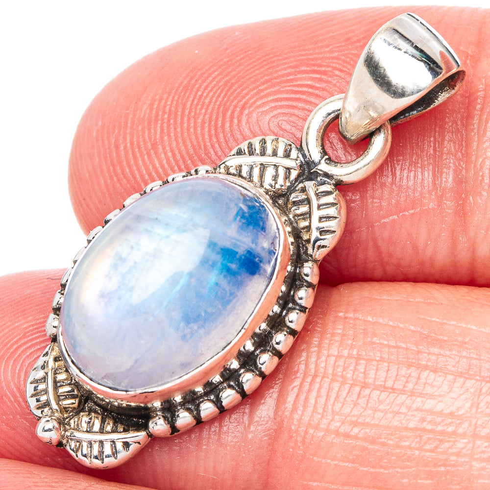 Rainbow Moonstone Pendant 1 1/4" (925 Sterling Silver) P42385
