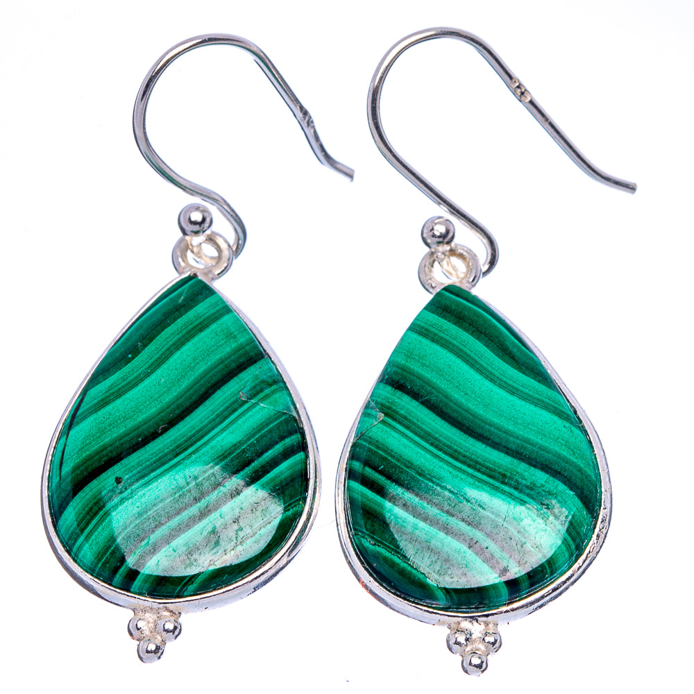 Malachite Earrings 1 1/2" (925 Sterling Silver) E1758