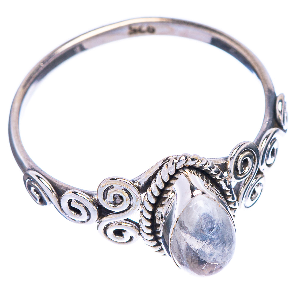 Rainbow Moonstone Dainty Ring Size 8.5 (925 Sterling Silver) R1172