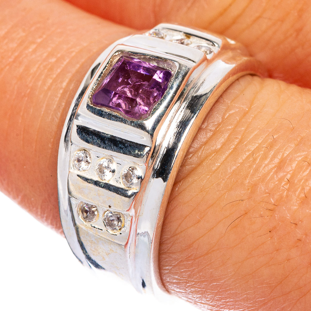 Faceted Amethyst Ring Size 7.75 (925 Sterling Silver) R1117