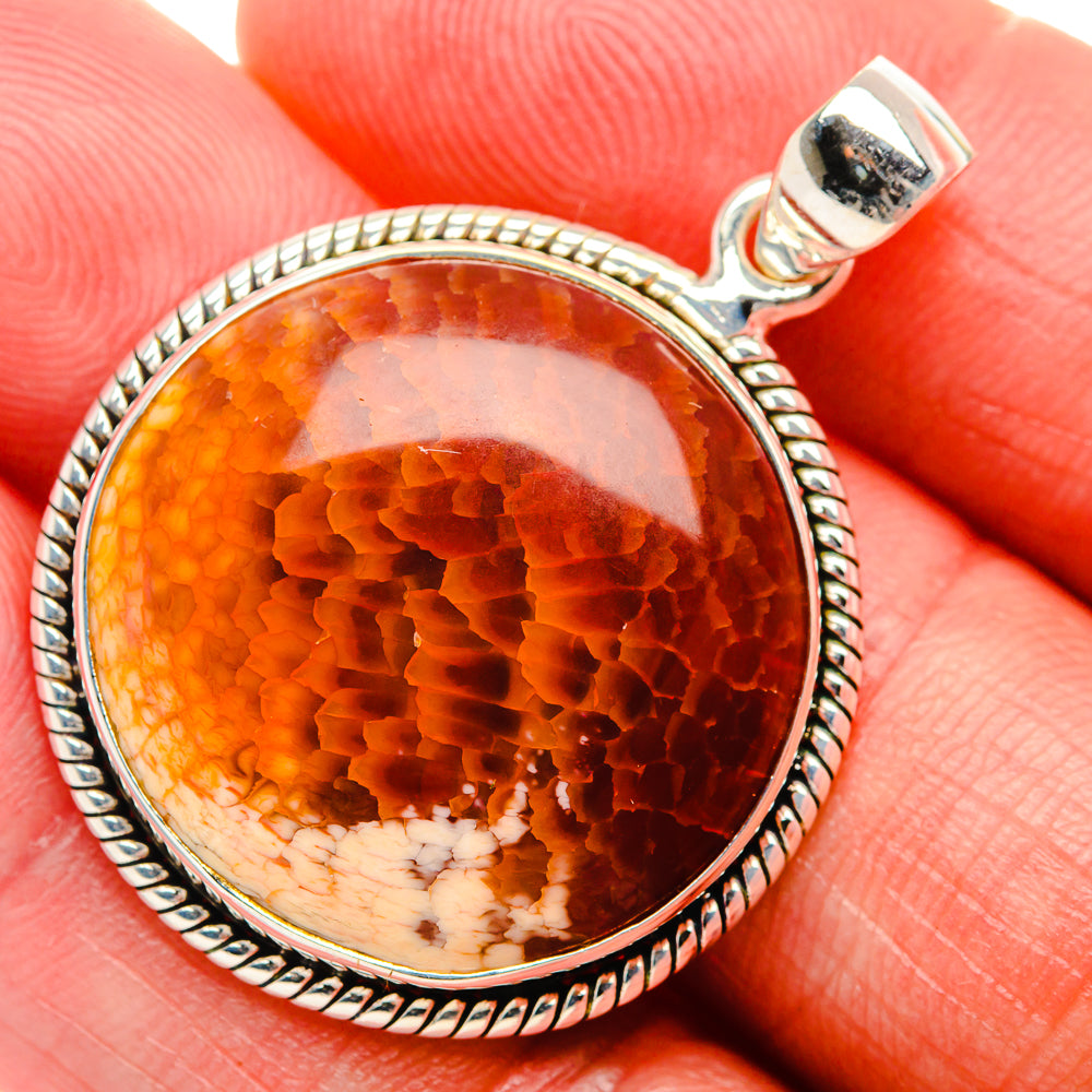 Fire Crab Agate Pendant 1 1/2" (925 Sterling Silver) PD38203