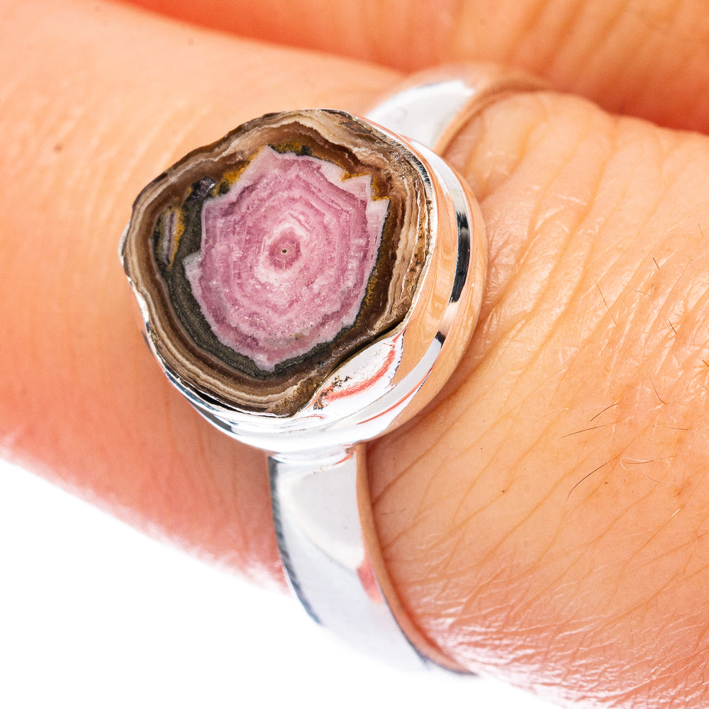 Rare Rhodochrosite Stalactite Ring Size 8.25 (925 Sterling Silver) R2789