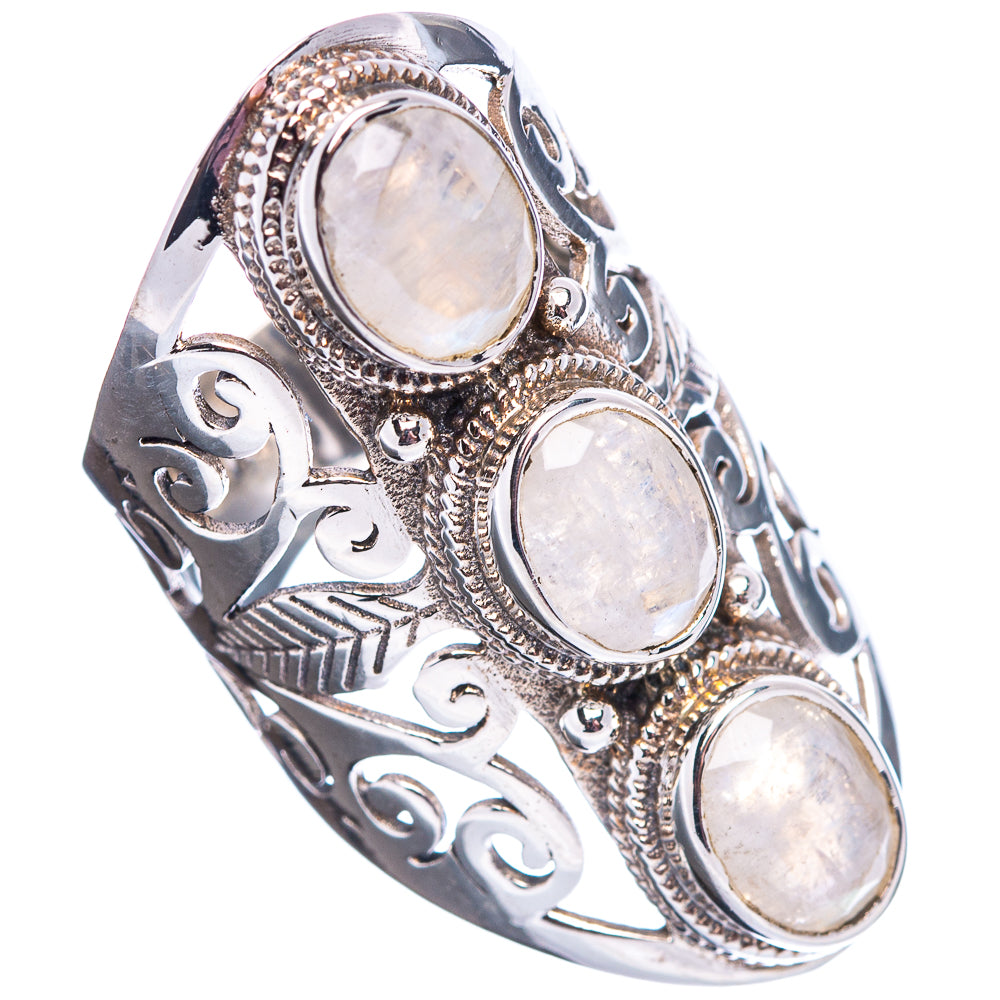 Huge Premium Rainbow Moonstone Ring Size 6.25 (.925 Sterling Silver)