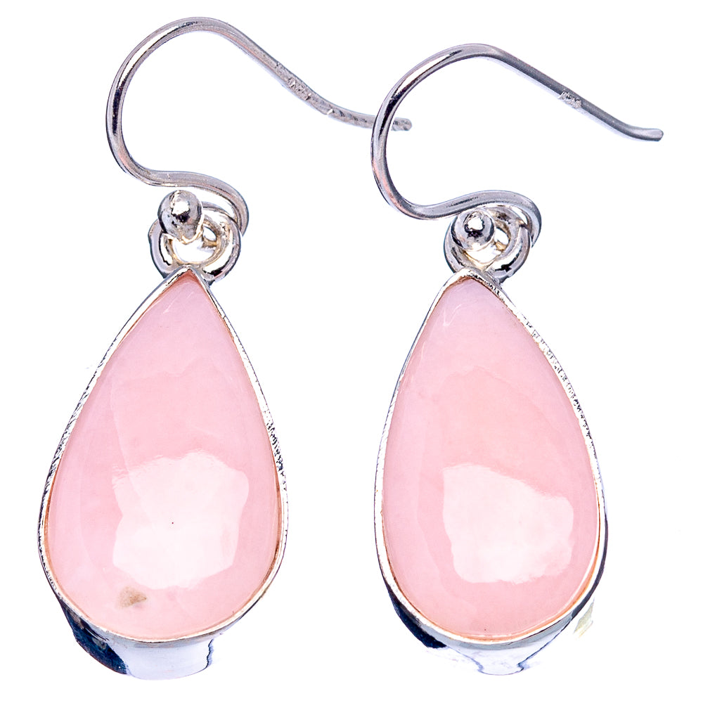 Pink Opal Earrings 1 1/4" (.925 Sterling Silver)