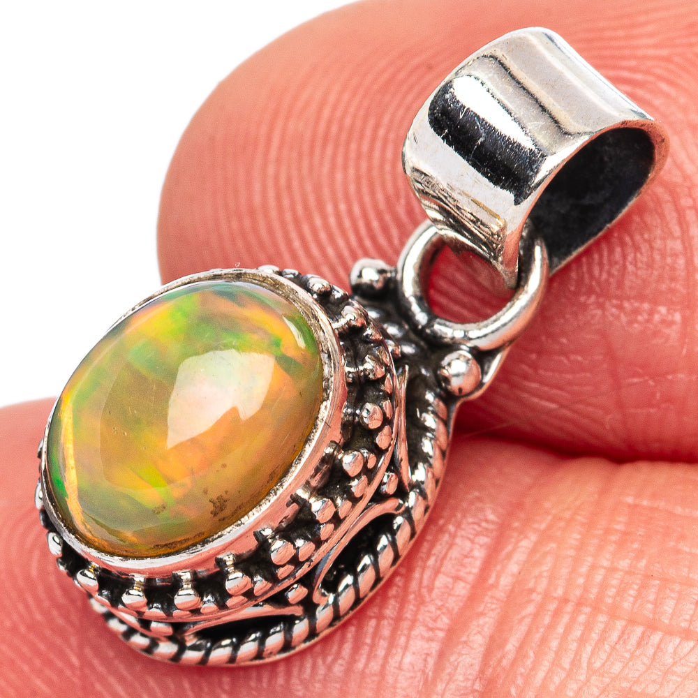 Rare  Ethiopian Opal Pendants 7/8" (925 Sterling Silver) P42348