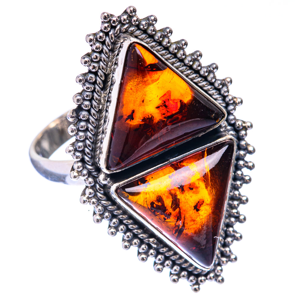 Large Baltic Amber Ring Size 11 (925 Sterling Silver) R141651