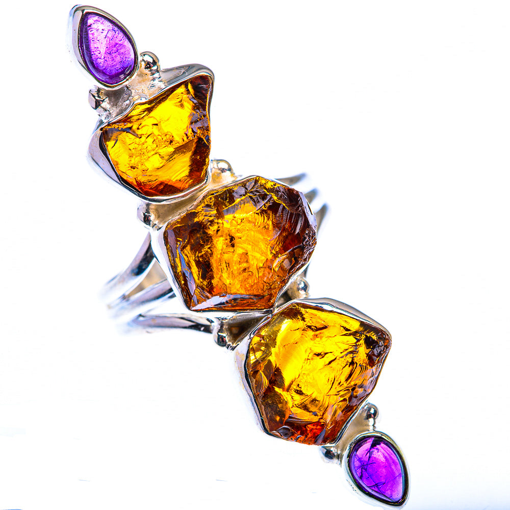 Large Raw Citrine, Amethyst Ring Size 8.25 (925 Sterling Silver) RING140228
