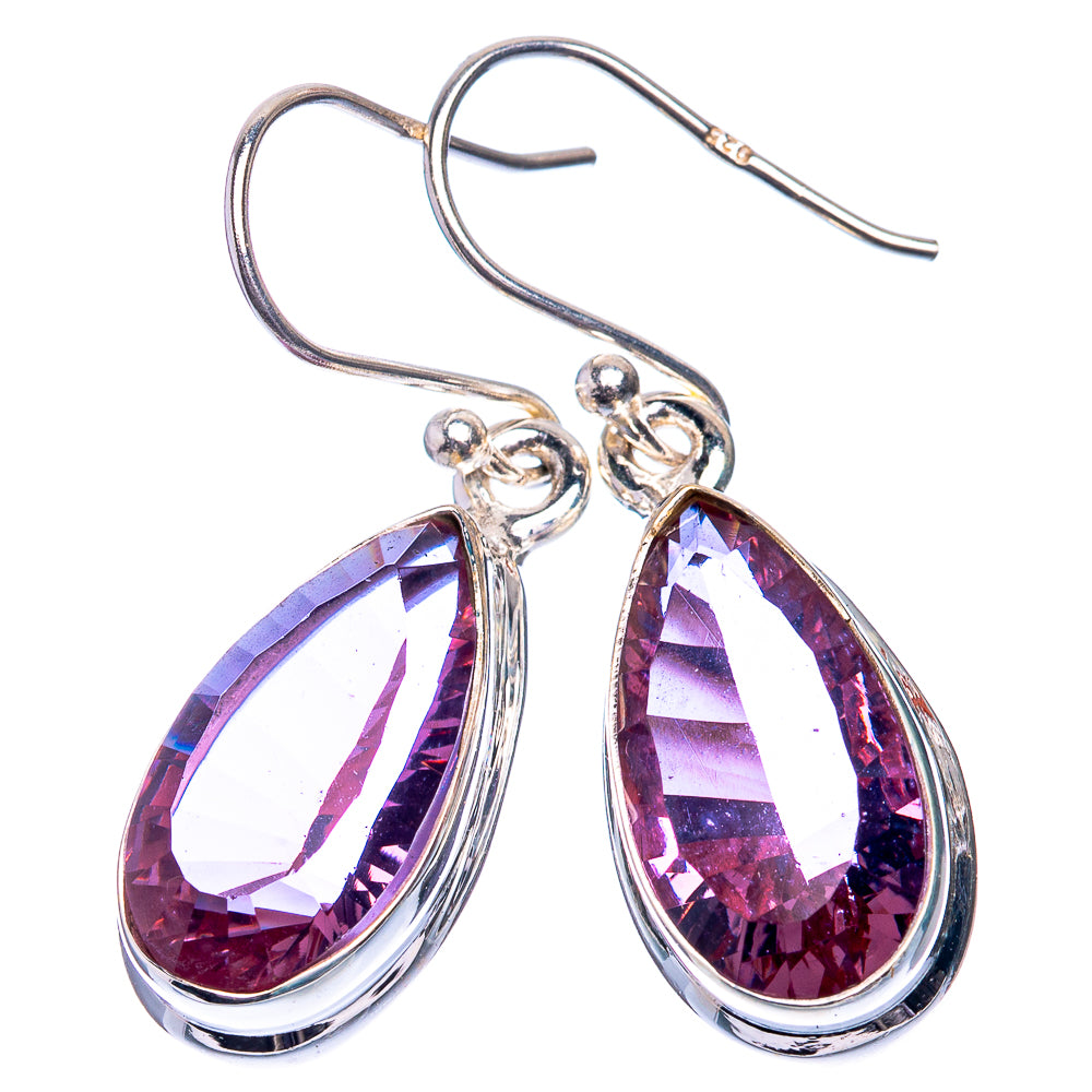 Faceted Color Change Alexandrite (Lab.) Earrings 1 3/8" (925 Sterling Silver) E432599