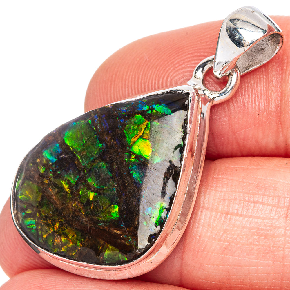 Rare Ammolite Pendant 1 3/8" (925 Sterling Silver) P41678