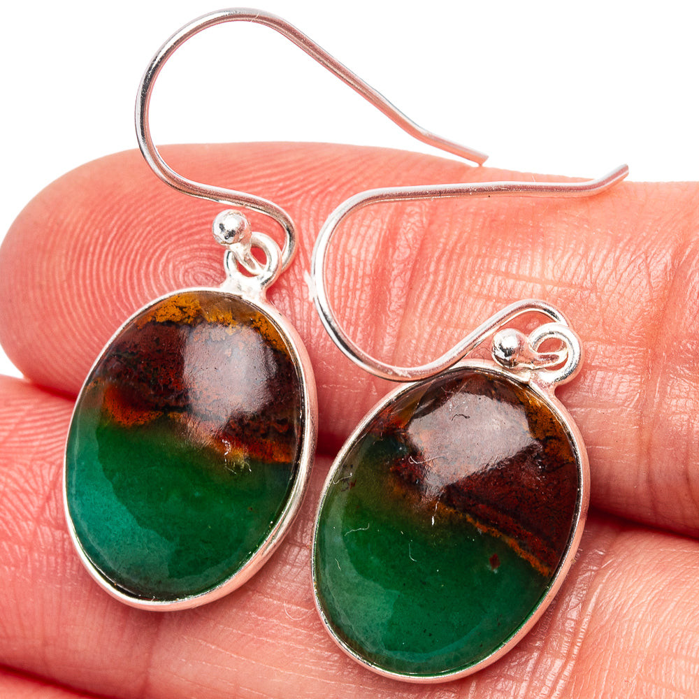 Rare Opalized Wood Earrings 1 1/4" (.925 Sterling Silver)