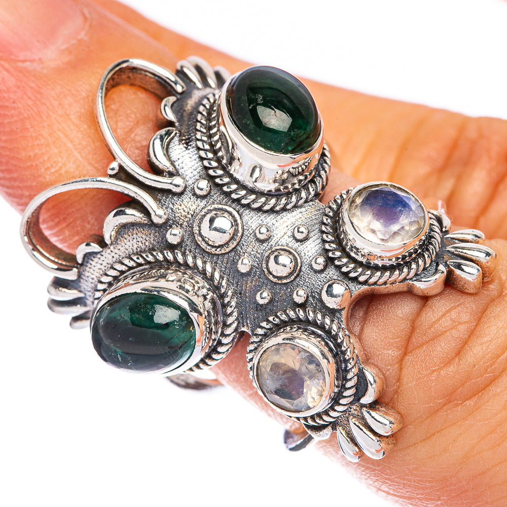 Large Green Onyx, White Quartz Ring Size 5.75 (925 Sterling Silver) R144686