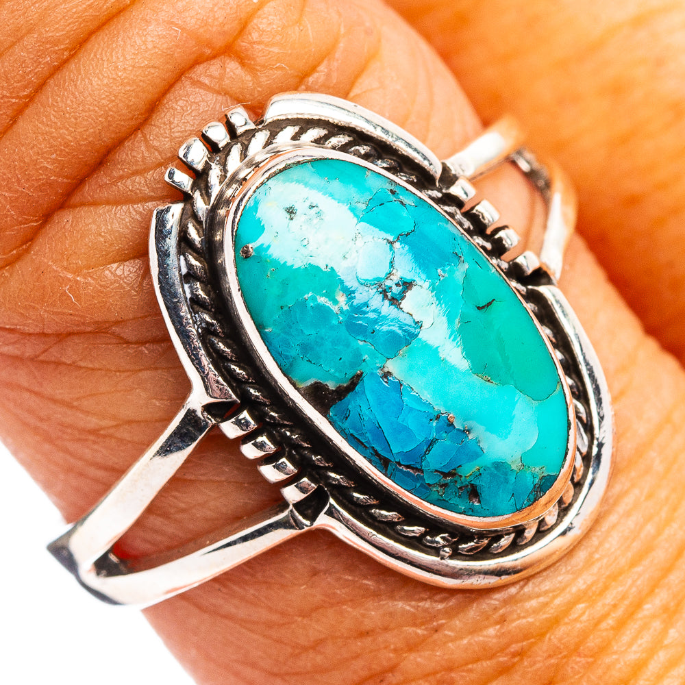 Native Style Mohave Turquoise Ring Size 9 (.925 Sterling Silver)