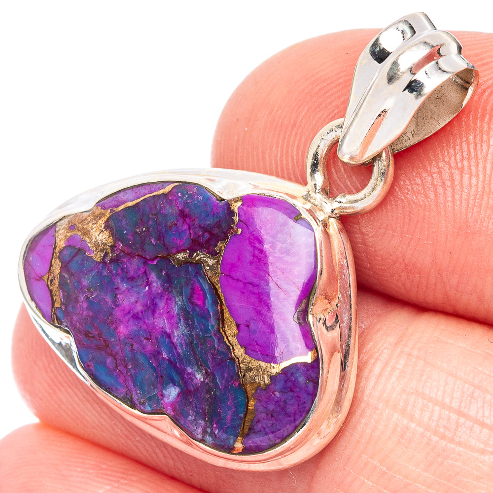 Purple Copper Composite Turquoise Pendant 1 1/8" (925 Sterling Silver) P44562