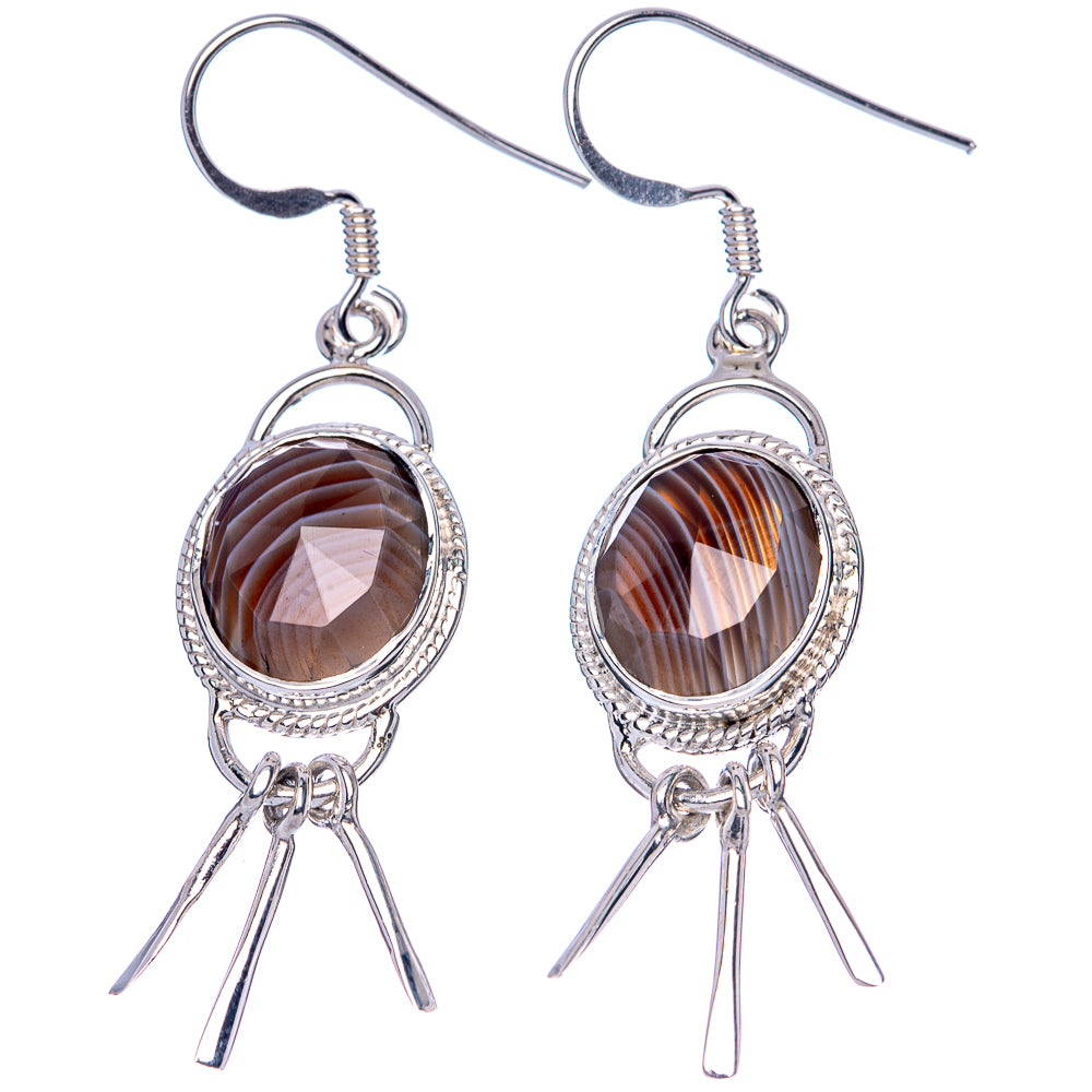 Premium Botswana Agate 925 Sterling Silver Earrings 2" Ana Co E1331