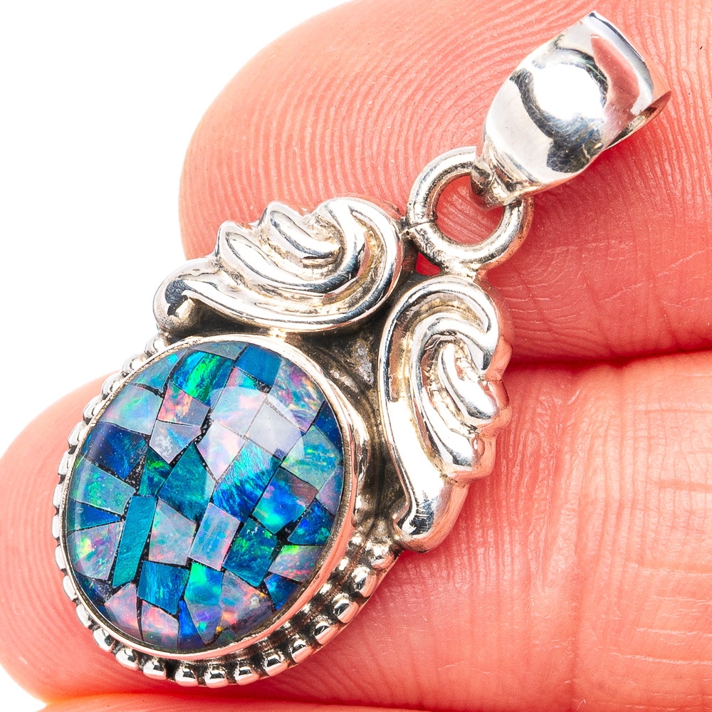 Rare Triplet Opal Pendant 1 1/8" (.925 Sterling Silver)