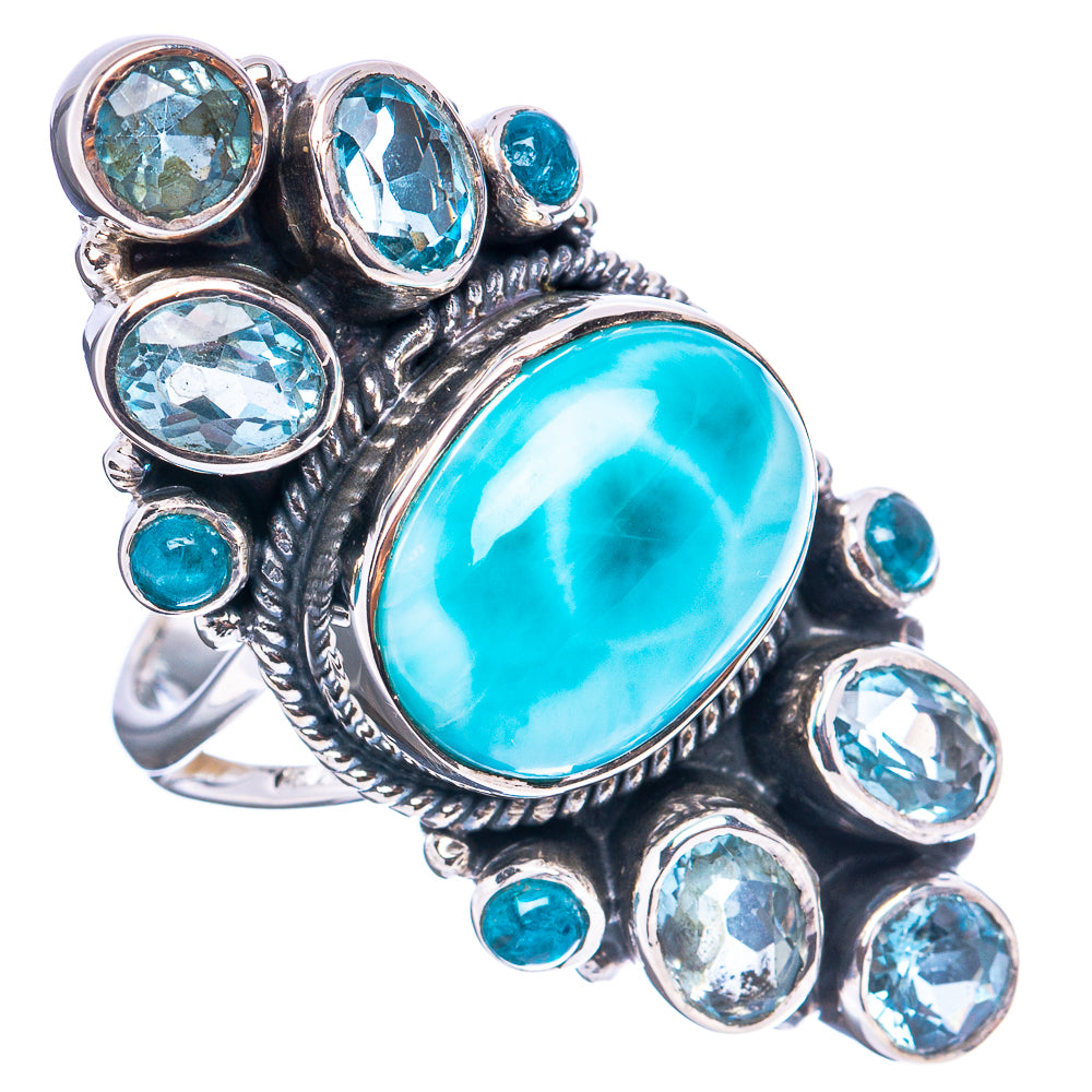Signature Larimar, Blue Topaz Ring Size 7.75 (.925 Sterling Silver)
