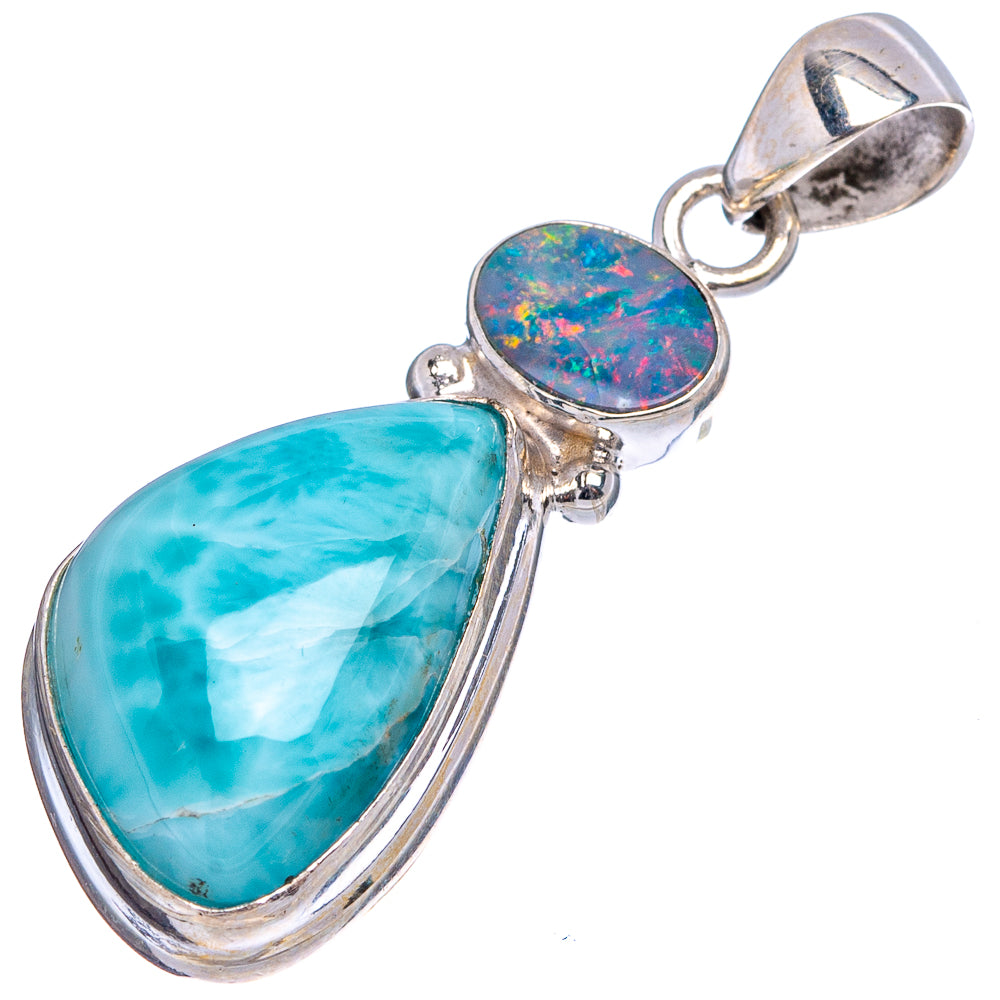 Rare Larimar, Doublet Opal Pendant 1 5/8" (.925 Sterling Silver)