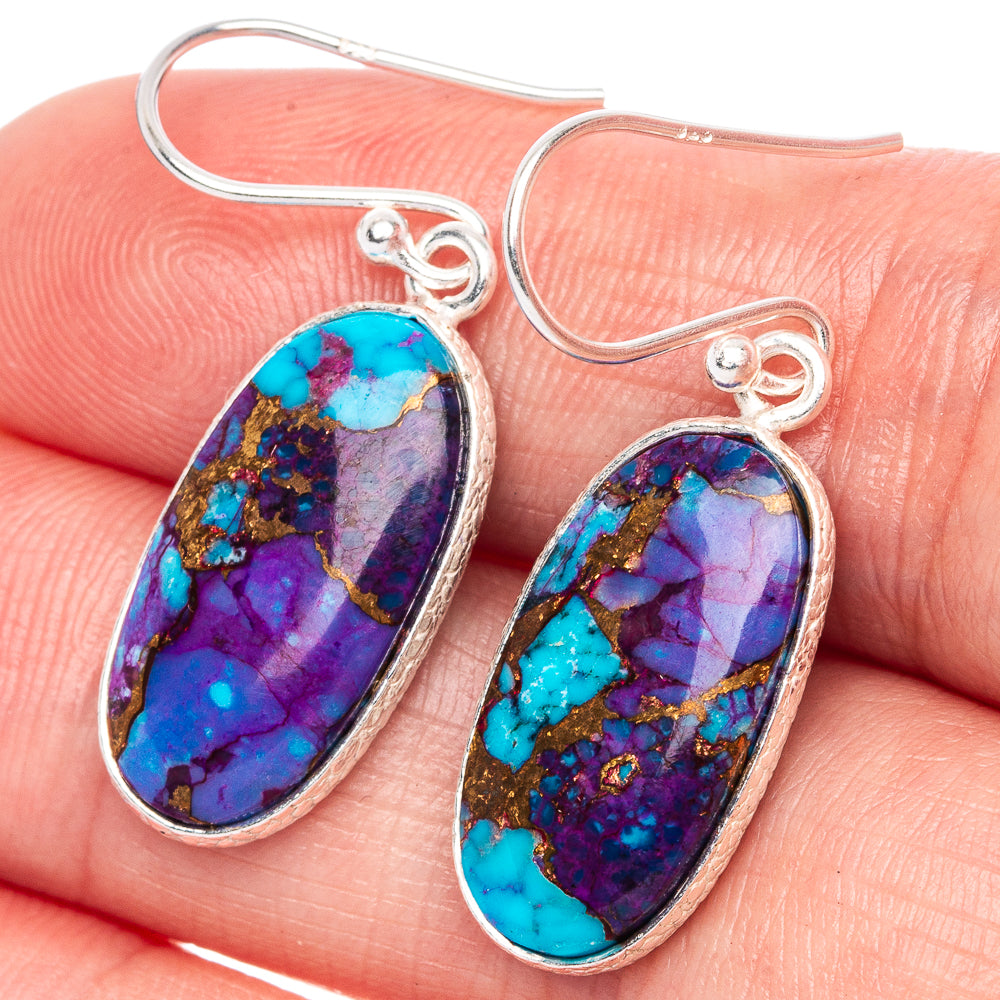 Purple Copper Composite Turquoise Earrings 1 3/8" (925 Sterling Silver) E1253