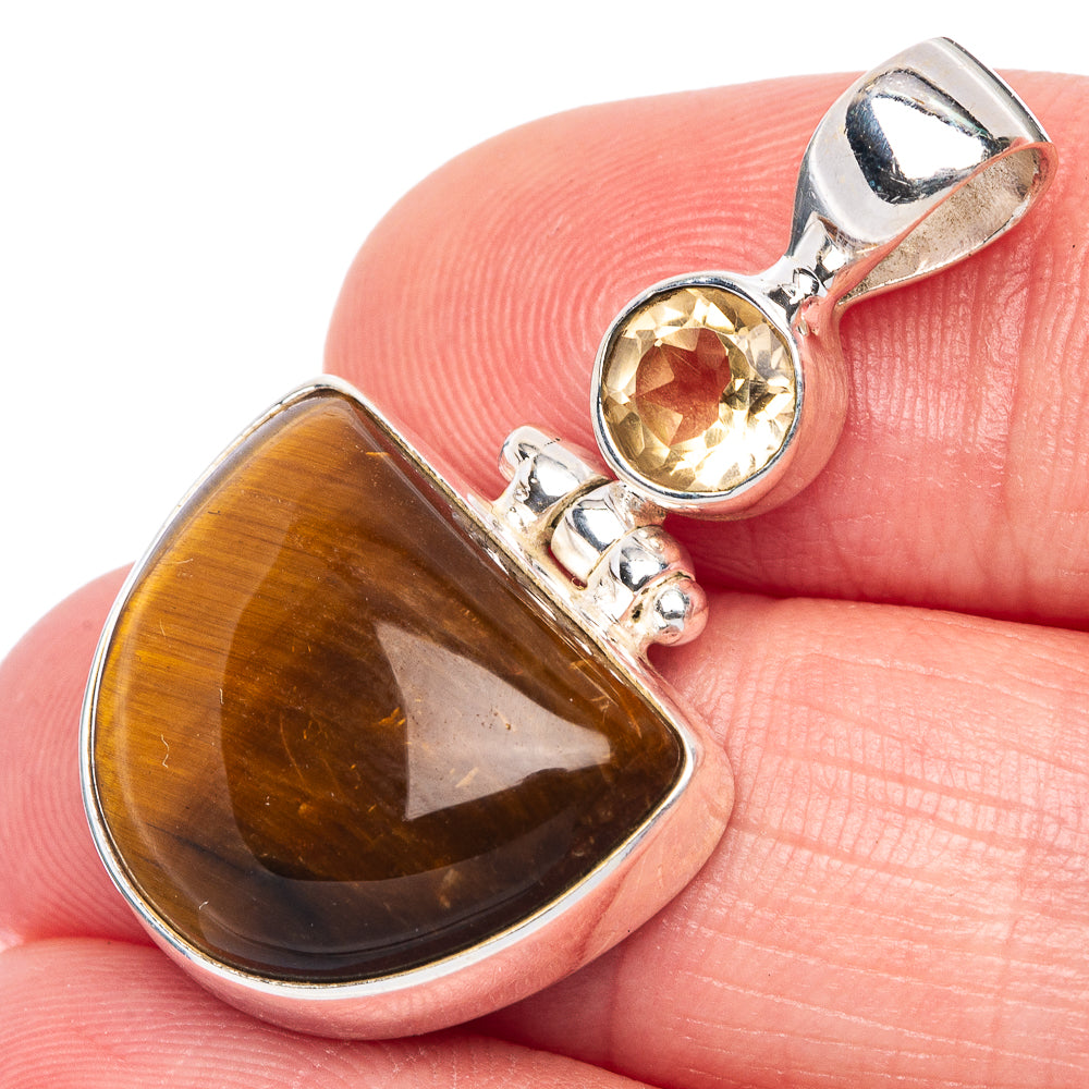 Tiger Eye, Citrine Pendant 1 3/8" (925 Sterling Silver) P41079