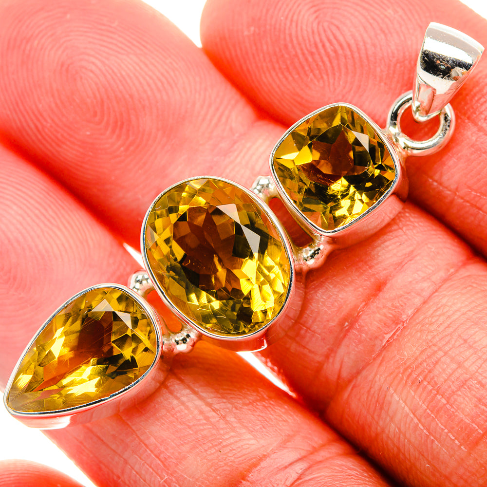 Faceted Citrine Pendant 2" (925 Sterling Silver) PD38057