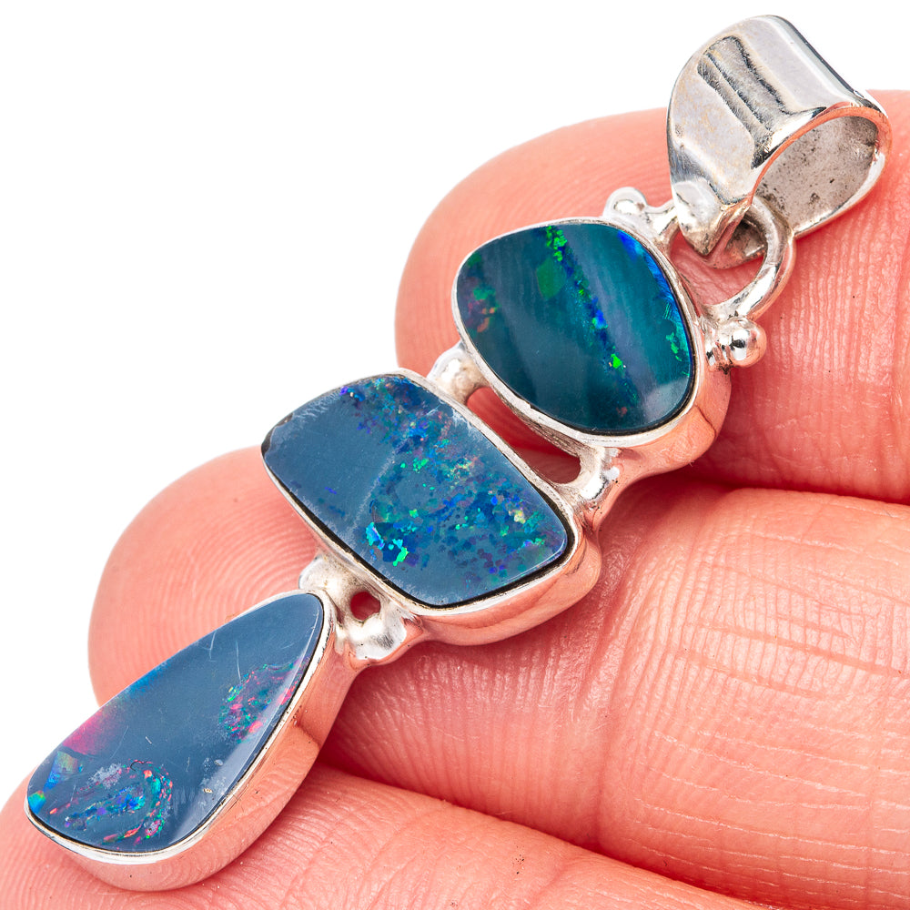 Rare Doublet Opal 925 Sterling Silver Pendant 1 5/8" (925 Sterling Silver) P42638
