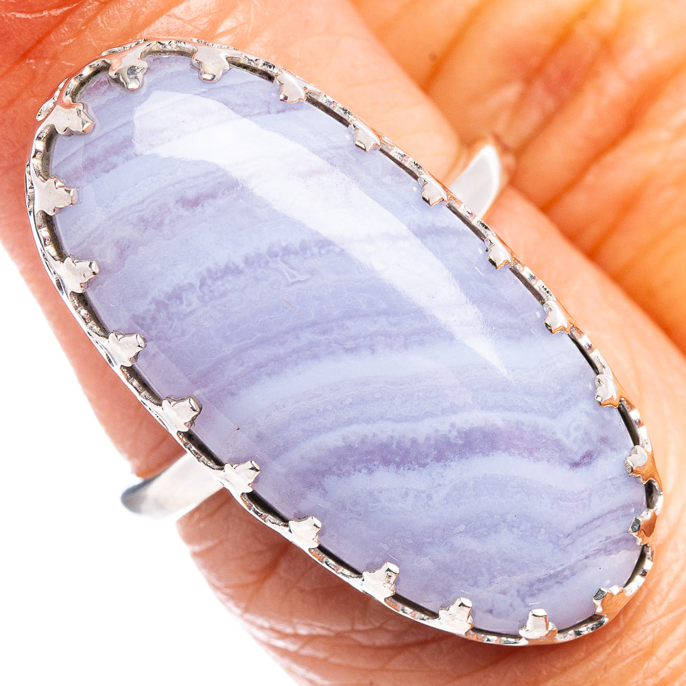 Premium Blue Lace Agate Ring Size 6.75 (.925 Sterling Silver)