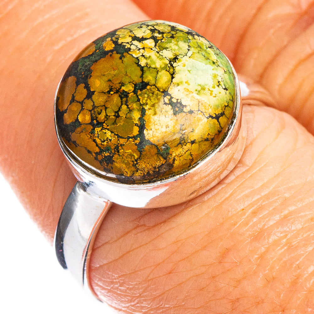 Hebei Spiderweb Turquoise Ring Size 8 (.925 Sterling Silver)